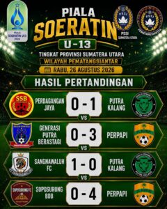 Hasil pertandingan Piala Soeratin U-13 2026 wilayah Pematangsiantar/ Foto: Ist